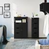 Topeakmart Bathroom Storage Floor Cabinet with 1 Door & 3 Drawers, Wooden Entryway Storage Organizer, Black view 2