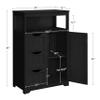Topeakmart Bathroom Storage Floor Cabinet with 1 Door & 3 Drawers, Wooden Entryway Storage Organizer, Black view 3