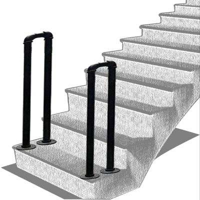 Pealihuy Handrails for Outdoor Front Porch Steps, Stair Handrails for Outside Steps Railing for The Elderly for Concrete Wood Brick Stair, Wrought Iron Matt Black,95cm