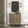 Nathan James Kova Rattan Wood Accent Sideboard Storage Cabinet with Matte Metal Frame, Adjustable Interior Shelves and Cane Doors, for Hallway, Entryway or Living Room, Black Oak/Cane view 3