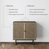 Nathan James Kova Rattan Wood Accent Sideboard Storage Cabinet with Matte Metal Frame, Adjustable Interior Shelves and Cane Doors, for Hallway, Entryway or Living Room, Black Oak/Cane view 4