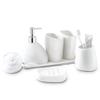 BLBYHO Ceramic Bathroom Accessory Set, 7 Pieces Countertop Accessories, Include Soap Dispenser, Toothbrush Holder, 2 Tumbler Cup, Soap Dish, Plastic Vanity Tray, Qtip Holder (White) view 1