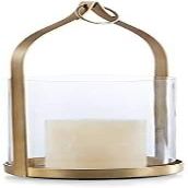 ALHJ Candle Holder Living Room Candle Holder Decorations Balcony Candlelight Dinner Props Golden Wrought Iron Glass Candle Light Household (Color : Gold, Size : 13 * 29.7cm)