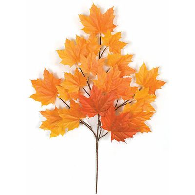 SilksAreForever 33" Artificial Sugar Maple Branch Stem -Red/Orange (Pack of 12)