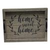 Elegant Designs HG2032-RGS Salento Farmhouse Rectangular Decorative LED Light Up Wooden Serving Tray w Metal Handles & Home Sweet Home in Black for Dcor, Centerpiece, Breakfast, Bar, Rustic Gray view 1
