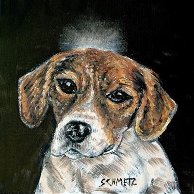 beagle with a hole dog art tile coaster gift - multiple sizes available (Size: 4.25x4.25, Backing: with 4 cork dots)