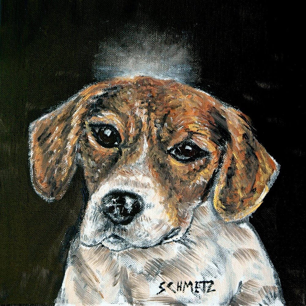 beagle with a hole dog art tile coaster gift - multiple sizes available (Size: 4.25x4.25, Backing: with 4 cork dots)