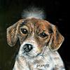 beagle with a hole dog art tile coaster gift - multiple sizes available (Size: 4.25x4.25, Backing: with 4 cork dots) view 1