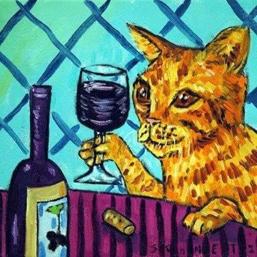 cat tile - cat art - Tabby Cat at the Wine Bar Art coaster tile Gift, cat art, orange cat, wine bar art, wine bar tile, cat gifts, gift
