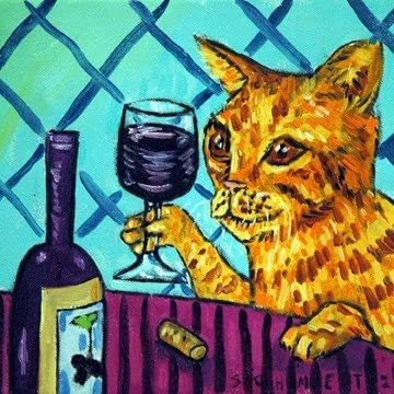 cat tile - cat art - Tabby Cat at the Wine Bar Art coaster tile Gift, cat art, orange cat, wine bar art, wine bar tile, cat gifts, gift