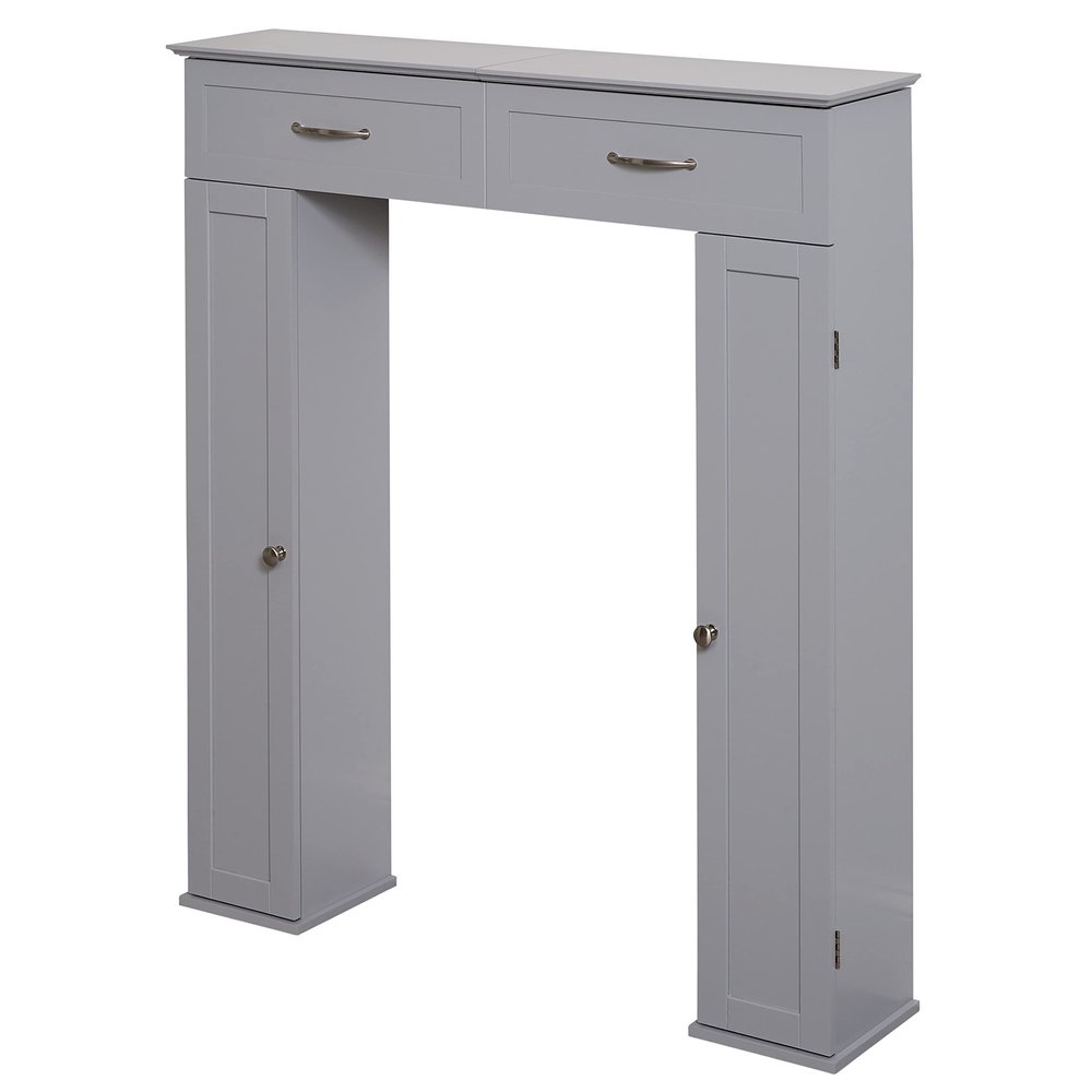 Zenna Home Over The Toilet Storage Cabinet, Above Toilet Storage Cabinet Organizer, Bathroom Organizer with 2 Doors and 6 Adjustable Shelves, Dove Grey
