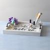 Elegant Designs HG2032-WWM Salento Farmhouse Rectangular Decorative LED Light Up Wooden Serving Tray w Metal Handles & Wake up and Make up in Black for Dcor, Centerpiece, Breakfast, Bar, Whitewash view 4