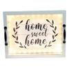 Elegant Designs HG2032-GHH Salento Farmhouse Rectangular Decorative LED Light Up Wooden Serving Tray w Metal Handles & Home Sweet Home in Black for Dcor, Centerpiece, Breakfast, Bar, Gray Wash view 1