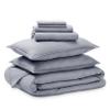 Bare Home Bed-in-A-Bag 7 Piece Comforter & Sheet Set - Queen - Goose Down Alternative - Ultra-Soft 1800 Premium Bedding Set - Cationic (Queen, Heathered Midnight Blue) view 1