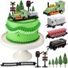 13 Pieces Train Cake Toppers Train Cake Decorations Train Birthday Party Supplies Mini Train Toy Set Train Track Traffic Lights Cake Topper for Birthday Railway Steam Train Theme Party(Classic Style) view 1