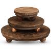 Amyhill 3 Pcs 8/6/4 Inch Wooden Risers for Display Wood Pedestal Stand Mini Tray Stand Round Wooden Pedestal Holder Rustic Riser for Decor Tiered Tray Decor Home Kitchen(Brown) view 1