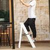 Hamankim 5 Step Ladder Portable Stepladder Folding Stairs Chair Home Kitchen Library Climb Steps Ladder Wooden Ladder Stool Bookshelf Display Shelves view 4