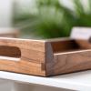 Serving Tray Serving Tray Wooden Tray Rectangular Tray Inline Handles Decorative Tray Countertop Tray Kitchen Dresser Tray Decorative Trays (Size : Small) view 4