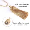 1Pc Curtain Tieback Tassels Hanging Ball Gold Home Decor Tieback Magnet Buckle Rope Holdback Curtain Accessories,Coffee,4pcs view 3