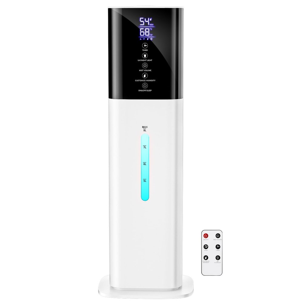 Humidifiers Large Room Bedroom with 7 Colors Light,Honovos 8L 2.1Gal Quiet Ultrasonic Cool Mist Topfill Humidifier with 360 Nozzle 3 Speed Humidistat Essential Oil Tray for Baby Home Plant Yoga Sleep