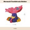 4-inch Mermaid Toothbrush Holder- Resin Organizer for Bathroom & Kitchen Countertops, Purple Ocean Decor Set view 2