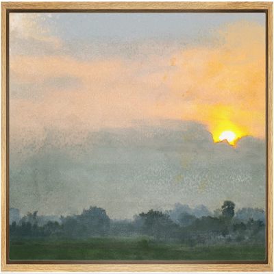 NWT Framed Canvas Print Wall Art Sunset Over Cloudy Valley Landscape Nature Wilderness Illustrations Minimalism Farmhouse/Country Multicolor for Living Room, Bedroom, Office - 16"x24" Natural