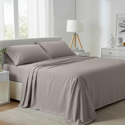 Carressa Linen California King Egyptian Cotton Sheets - 800 High Thread Count Egyptian Cotton Cal King Sheets (4 PC, Cocoa Taupe), Soft, Cooling, 16" Deep Pocket Sateen Weave Luxury Hotel Bed Sheet