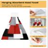 Chucoco Kitchen Hanging Tie Towel Set of 2, Reusable Quick Drying Hand Towel Abstract Red Black Grey White Color Block Cleaning Cloth with Loop Bathroom Tie Towels Splicing Geometric Plaid view 2