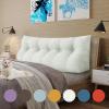 11 lbs Thickened Queen Headboard Pillow Wedge Pillow Headboard Reading Pillow Bed for Comfortable Backrest Reading Triangular Pillow with Side Pocket for Sitting in Bed Cotton Linen White view 1