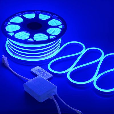 Samsion Blue Neon Rope Lights 82ft Dimmable Neon Light Strip Waterproof IP65 LED Neon Flex Strip Lights 25M 120LEDs/M 110V~130V AC Cuttable Rope Lights for Indoor Outdoor Lighting Decoration