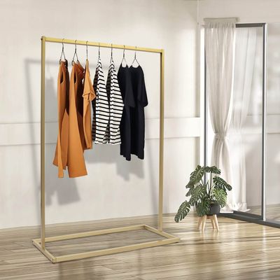 kunghei 59 Inch Hanging Clothes Rack Metal Garment Rack for Home or Boutique Clothing Store Retail Display Rack, Heavy Duty Gold Clothing Rack Closet Hanging Rod Storage Bar Floor Standing
