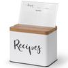 Deppon Recipe Box with Cards and Dividers, White Metal Vintage Farmhouse Design Recipe Organization Box, 4 x 6 Recipe Card Box Set with Grooved lid view 1