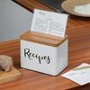 Deppon Recipe Box with Cards and Dividers, White Metal Vintage Farmhouse Design Recipe Organization Box, 4 x 6 Recipe Card Box Set with Grooved lid view 3