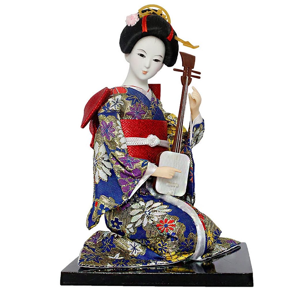 Amor est vitae essentia Kimono Geisha Doll Japanese Geisha Kimono Doll Ornaments Asian Kimono Doll Handicrafts Statuette Folk Ethnic Collectible Figurine Decoration Gift Sitting 9Inch
