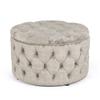 Adeco Modern 28 Inch Round Storage Ottomans Chair, Button Tufted Upholstered Ottoman Footstool with Storage for Living Room Bedroom view 1