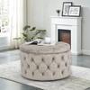Adeco Modern 28 Inch Round Storage Ottomans Chair, Button Tufted Upholstered Ottoman Footstool with Storage for Living Room Bedroom view 2