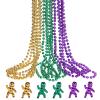 ZZYFGH Mardi Gras Bead Necklace 12 Pcs and Mini King Cake Babies 6 Pcs Metallic Gold Purple Green Party Costume Accessory view 1