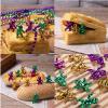 ZZYFGH Mardi Gras Bead Necklace 12 Pcs and Mini King Cake Babies 6 Pcs Metallic Gold Purple Green Party Costume Accessory view 3