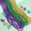 ZZYFGH Mardi Gras Bead Necklace 12 Pcs and Mini King Cake Babies 6 Pcs Metallic Gold Purple Green Party Costume Accessory view 4