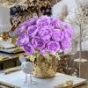 Artificial Peonies Silk Flowers, Purple Faux Peony Bouquet 4 Bundles Florals Arrangements Decor for Farmhouse Home Boho Wedding Table Centerpiece, Fake Plastic Flowers Bulk for Vase Decoration Purple view 3