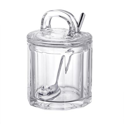 123Arts Glass Sugar Bowl Seasoning Pot Spice Jar with Lid Spoon
