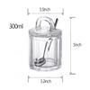 123Arts Glass Sugar Bowl Seasoning Pot Spice Jar with Lid Spoon view 2
