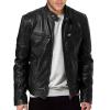 Maiyifu-GJ Men Faux Leather Biker Jacket Vintage Motorcycle Jacket Outerwear Retro PU Stand Collar Coat with Zipper Pockets (Black,Small) view 1