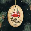 BESTORLOVE Christmas Tree Ornament Red Truck Tree Gnome Ceramic Ornament Joy to The World Snowflake Memorial Keepsake Two-Side Printed Oval Souvenir Funny for Friends Family Colleague 3 Inch view 3