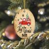 BESTORLOVE Christmas Tree Ornament Red Truck Tree Gnome Ceramic Ornament Joy to The World Snowflake Memorial Keepsake Two-Side Printed Oval Souvenir Funny for Friends Family Colleague 3 Inch view 4