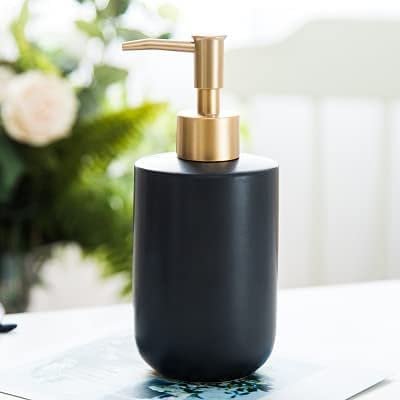 EKAYG 420ml Black Matte Ceramic Emulsion Sub-Bottle Pressing Bottle Gel Lotion Soap Dispenser Hand Soap Shower Gel Shampoo Bottle