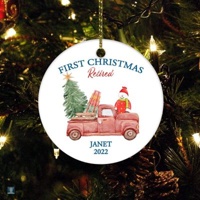 Christmas Ceramic Ornament Santa Truck Tree Snowman Decorative Christmas Personalized Christmas Ornament First Christmas Retired 2022 Personalize Name Ornament Ornament for Christmas Tree