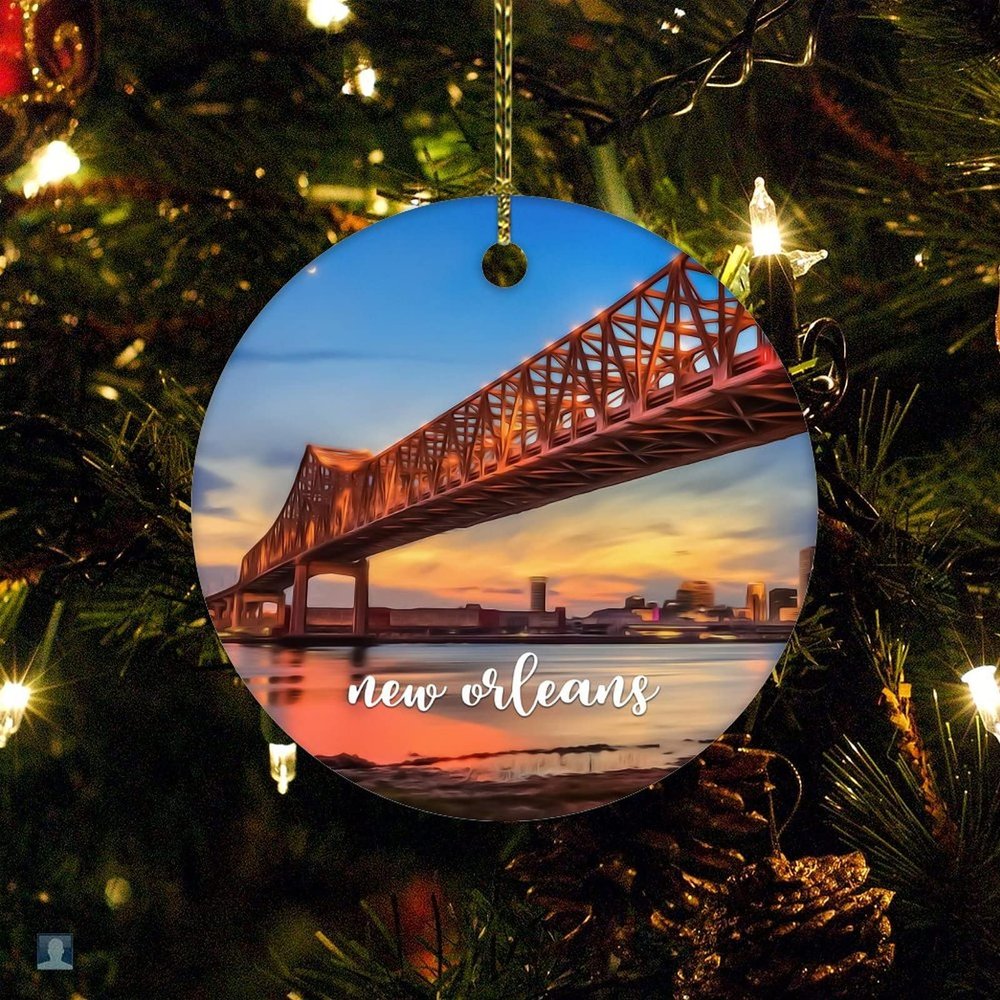 Christmas Ceramic Ornament City Skyscrapers and Skyline Holiday Present New Orleans Cityscape Christmas Ornament Personalized Christmas Ornaments