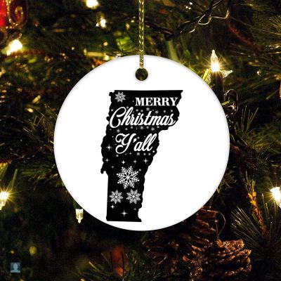 Christmas Ornament State Shape Silhouette United States Ornament Xmas Present Merry Christmas Y'all US State Vermont Christmas Ceramic Ornament Collectible Present Gift Xmas Tree Decoration