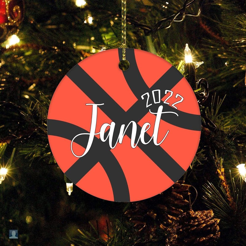 Christmas Ceramic Ornament Personalized Basketball Name Year 2022 Ornament Personalized Name Holiday Ornament for Home Christmas Tree Decor